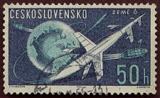 Rockets and Sputnik Leaving Earth<br>Czeckoslovakia 1962  - Scott 1170